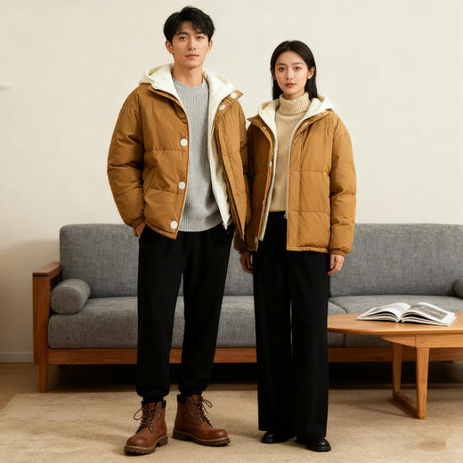 比羽绒服还保暖的棉衣！【情侣款假两件三防棉服】防水防污防风抗寒 宽松港版剪裁 可抵御-15°寒冷 防风连帽设计 双层门襟 双层保暖锁暖 时尚多色选择！ 商品图3