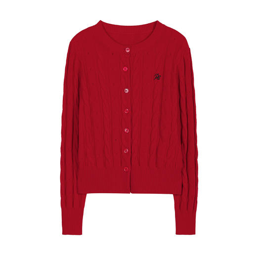 NEELLY纳俪商场同款冬季新款显白软糯绞花针织开衫女休闲百搭上衣N25121A01166 商品图3