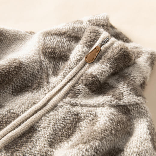 100%Baby小山羊绒~经典豹纹翻领拉链加厚外套女BABY260521 商品图3