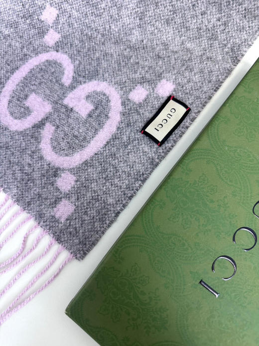 秋冬特惠💰260 古驰围巾 大G流苏 新爆款  经典双大g 双面提花流苏围巾 商品图7