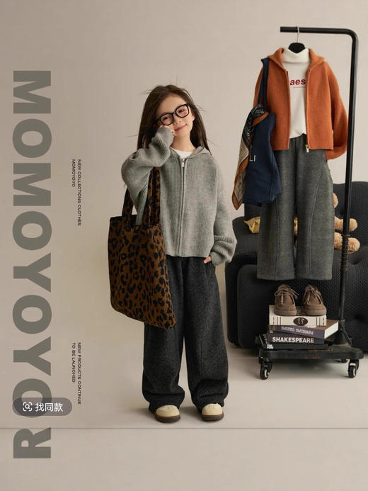 秋冬新款儿童针织开衫外套男女童加厚连帽卫衣 商品图4