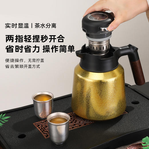 任2个减10【内钛外钢 实时显温】钛金属内胆纯钛保温壶1500ml含独立滤网 商品图1