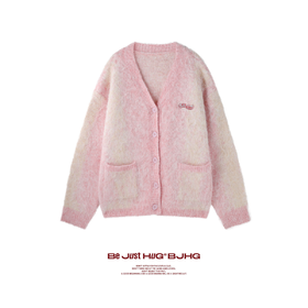 BJHG不计后果V领开衫毛衣男春季 新款情侣混色刺绣内搭上衣外套女