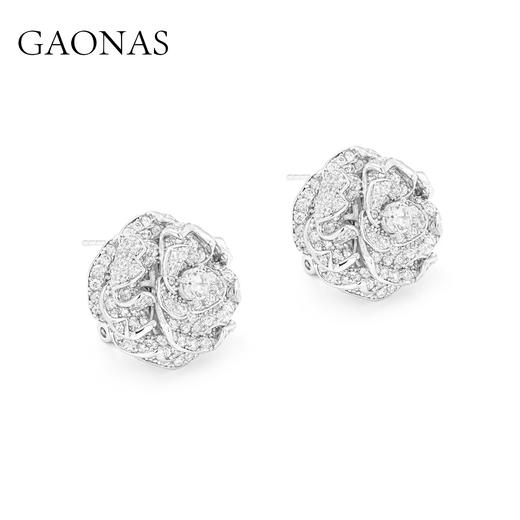 GAONAS  白月光 时尚玫瑰设计白耳钉11658EW 商品图1