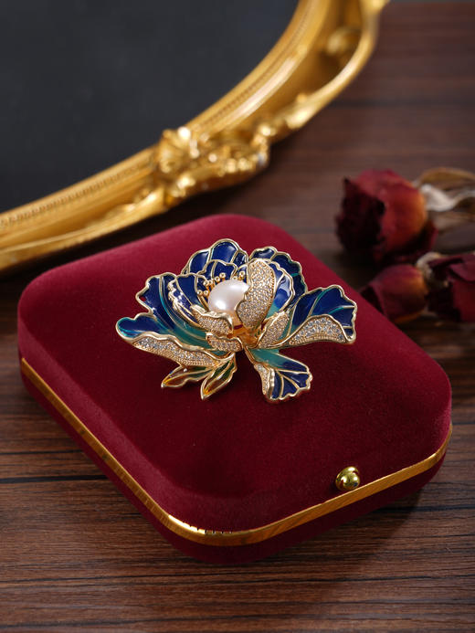 子佩集【倾国芳华】珍珠惜王妃胸针【ZXXZ005】10mm珠镀金牡丹三色2601 商品图11