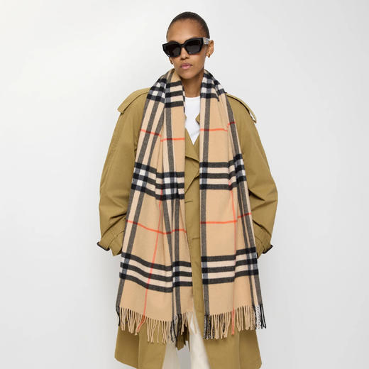 BURBERRY 巴宝莉 男女通用宽格纹羊绒围巾 格子 8085931 A2021 商品图2