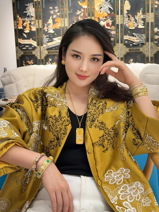 GAONAS 蟠龙富贵祥瑞金色方牌项链11677DGO 商品图5