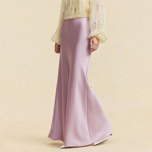 【林栖设计小店】紫烟鎏光|醋酸双面缎鱼尾垂感轻奢优雅2026春新款半身裙1961141 商品图1