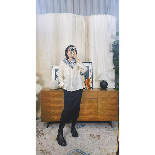 【数量有限 售罄不补】静奢底气 羊毛羊绒圆领衬衫 老钱静奢风 百搭闲适藏肉 云上舞白 潘通2026流行 商品图2