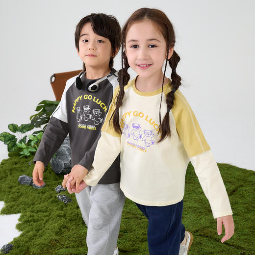 【10A抗菌纯棉】棉花堂三只小熊假两件长袖童装T恤 -FA61025 商品图7