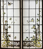 独角鹿西洋古董19世纪末法国出品新艺术风格繁花鸟雀主题彩绘玻璃花窗一对 商品缩略图3