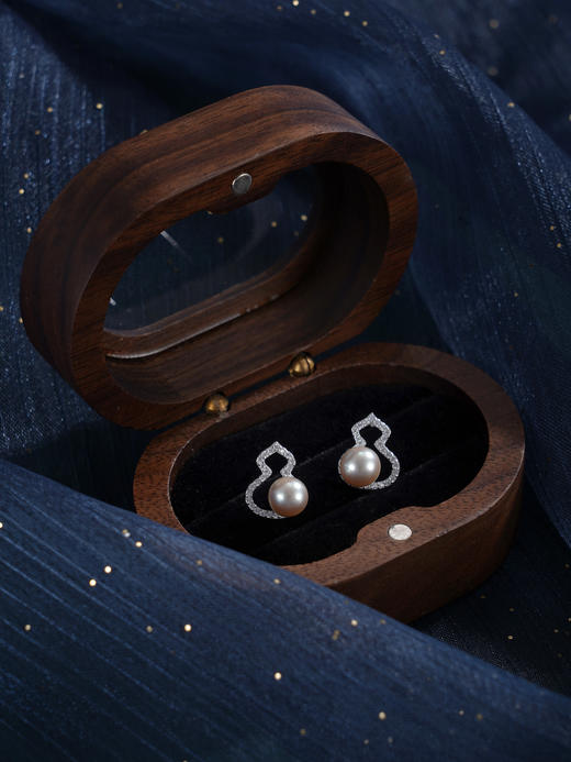 子佩集【纳福之喜】银S925珍珠惜王妃耳钉【MZEH005】6.5mm珠葫芦灰珠2601 商品图2