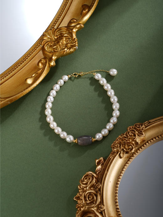 子佩集【女王魅影】银S925珍珠惜王妃手链【SGB0700001】5.5mm珠镀金2601 商品图5