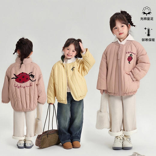 🧨新年儿童棉服加厚外套加绒棉上衣男女童洋气刺绣棒球服宝宝冬装潮聚 商品图1
