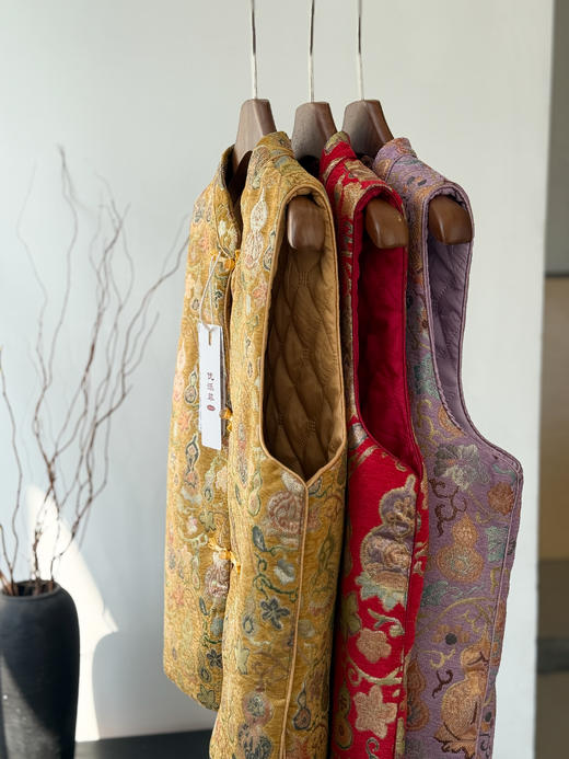 新中式提花包金招财保平安葫芦纹夹棉马甲 商品图0