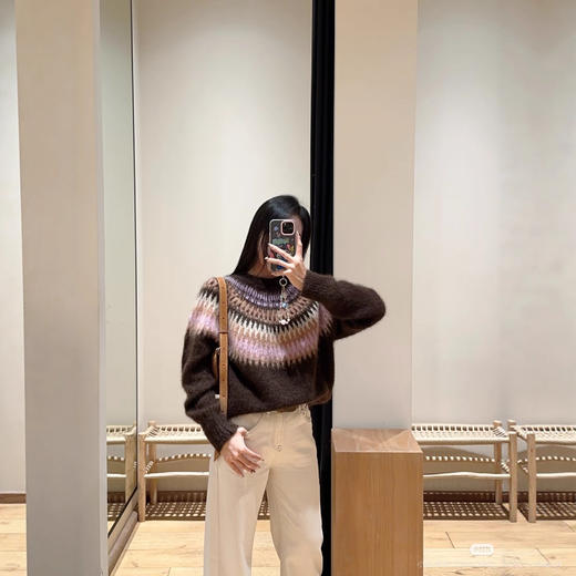 柜上3.2K+！明星同款！2026费尔岛提花马海毛针织衫女毛衣外穿！ 商品图0