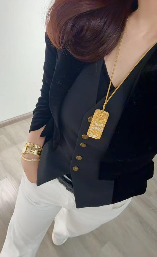 GAONAS 蟠龙富贵祥瑞金色方牌项链11677DGO 商品图4