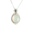 【天然正品】A货翡翠AU750精品白金镶天然冰种晴水绿蛋面翡翠（圆满、吉祥）吊坠项链281225NJS19 商品缩略图0