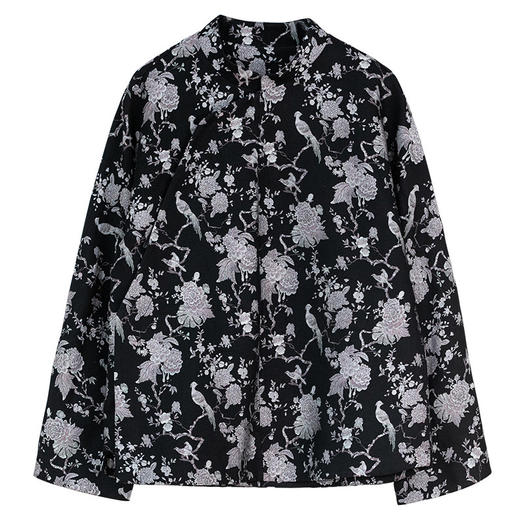 牧衣游原创 47姆米重磅芙蓉锦鸡纹饰宋锦外套立领新中式 池南春 商品图4