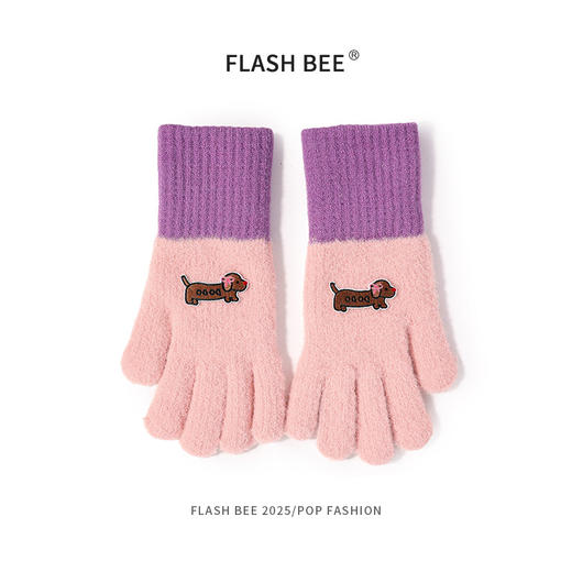 新款【韩国 腊肠狗针织手套】 女学生触屏保暖手套 可爱加厚防寒分指毛线手套 商品图7
