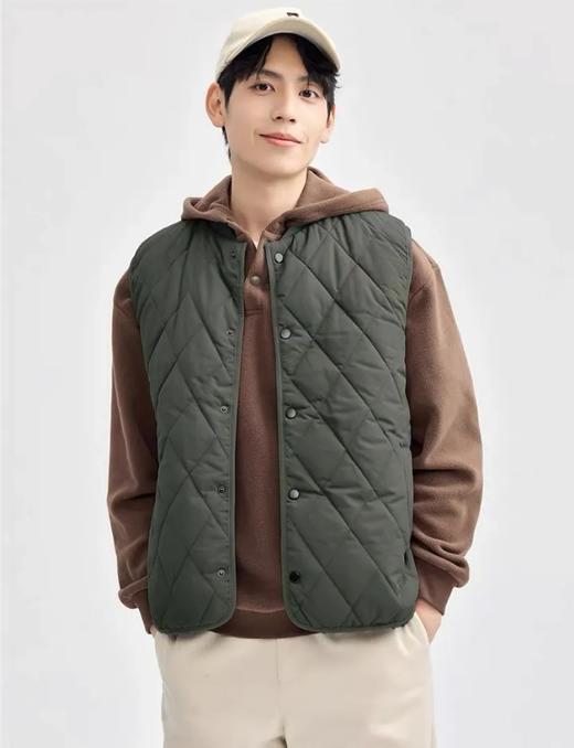 秋冬新款菱形格夹棉纯色立领棉马甲 商品图1