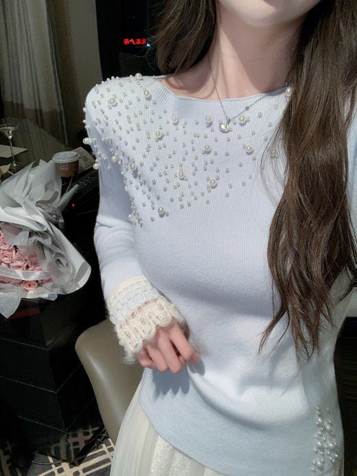 张心子【女神降临】珍珠钉珠针织上衣 U2601018 商品图14