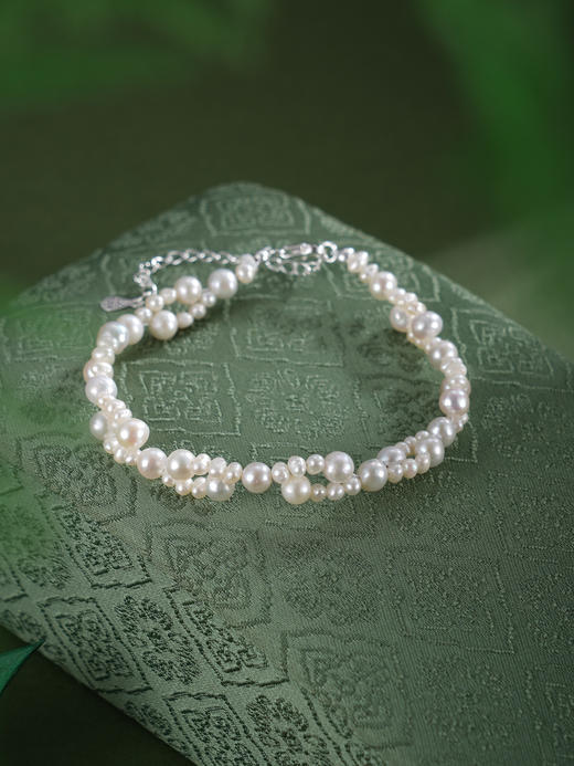 子佩集【璇玑素魄】银S925珍珠惜王妃手链【SPB0930001】4.5mm大珠双层交织2601 商品图5