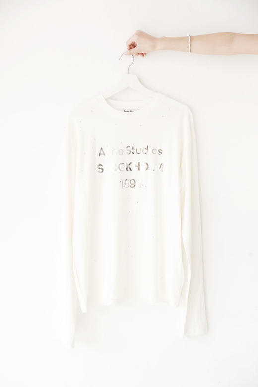 亮面闪钻tee，做旧字母长袖。正肩宽松设计情侣款圆领上衣E010866 商品图13