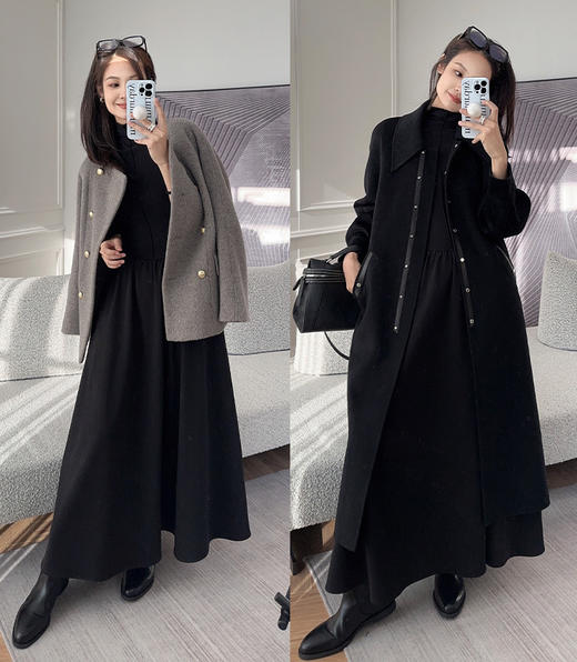 美洋同款王炸小黑裙慵懒神秘拉绒百搭气场连衣裙 商品图5