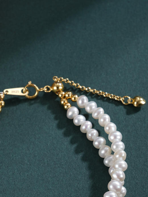 子佩集【沧海华章】银S925珍珠惜王妃手链【SGB1247001】3.7mm珠双层镀金2601 商品图7