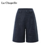 天猫同步【亚麻+莱赛尔】拉夏贝尔/La Chapelle单扣宽裤袢短裤都市通勤休闲短裤高腰直筒显瘦5分裤 商品缩略图1