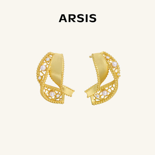 ARSIS｜纯真年代系列 复古双层飘带耳钉 商品图0