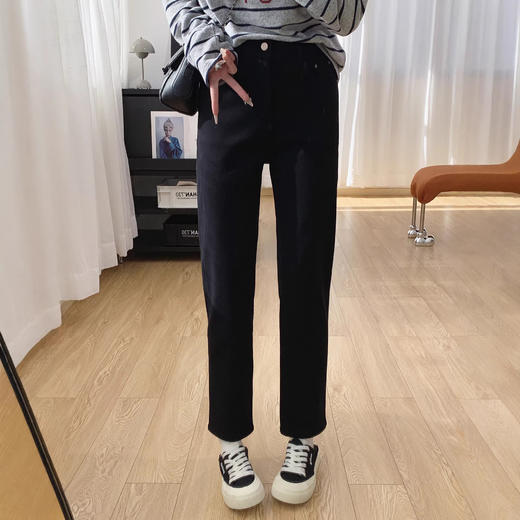 四面弹！高腰显瘦烟管裤加厚加绒直筒牛仔裤女冬季2026新款裤子秋冬！ 商品图3