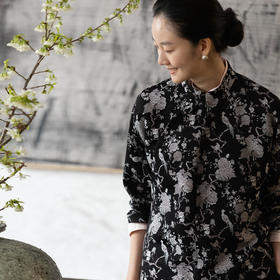 牧衣游原创 47姆米重磅芙蓉锦鸡纹饰宋锦外套立领新中式 池南春