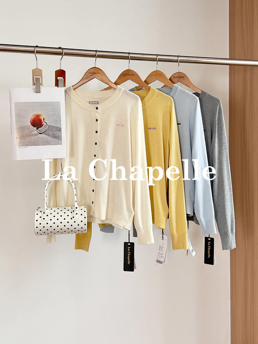 专柜实拍【miu系刺绣针织】拉夏贝尔/La Chapelle温柔有质感！绵羊毛+桑蚕丝柔软舒适开衫毛衣★ 商品图0