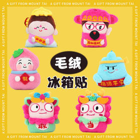 泰山赐福文创冰箱贴毛绒盲盒款财神公仔碧霞仙子家居装饰