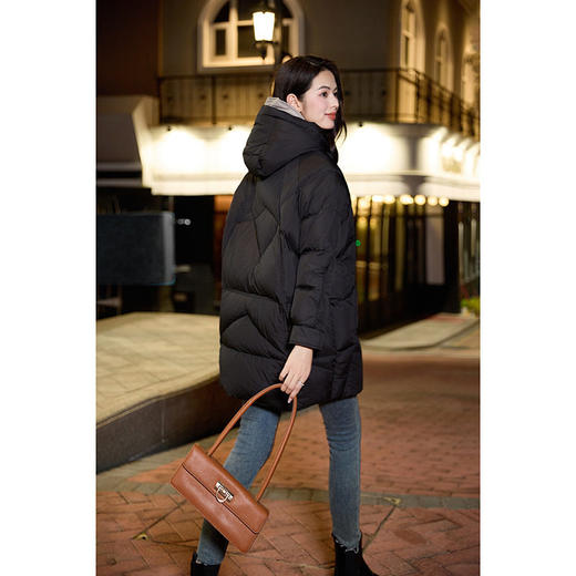 「高货kbnq」全新升级【铂金会员809/天猫1089/差价280】(03751)洛诗琳茧型面包羽绒服2025冬季高级感中长连帽保暖外kbnq03751 商品图3