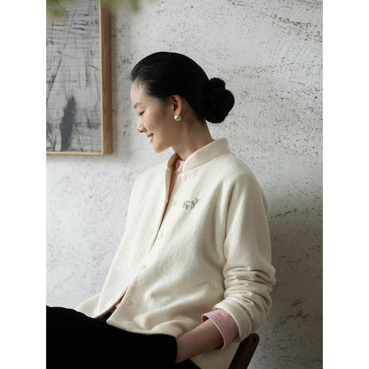 牧衣游原创 羊毛混织毛呢外套春季新款软糯轻盈舒适文艺开衫 理赏 商品图3