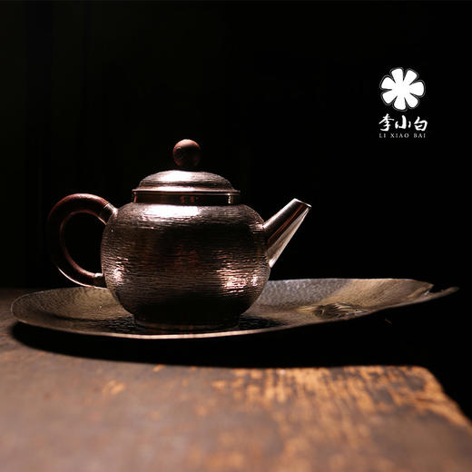李小白 纯银银壶 纯银9999茶道配件 纯银壶承、果盘 纯银茶配 山石壶承 商品图1