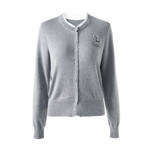 「高货wl」全新升级【铂金会员220/天猫299/差价79】(93830)洛诗琳绢丝羊毛针织衫2026春季新款知性立体玫瑰花朵开衫 商品图4