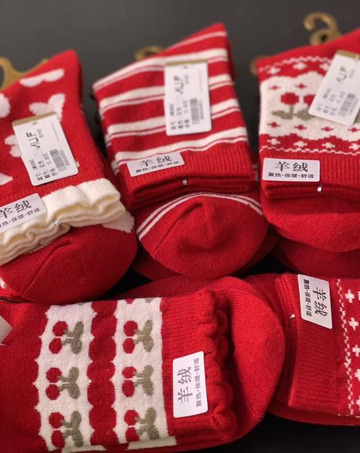 喜庆大红色羊绒棉袜83-82-90 商品图2