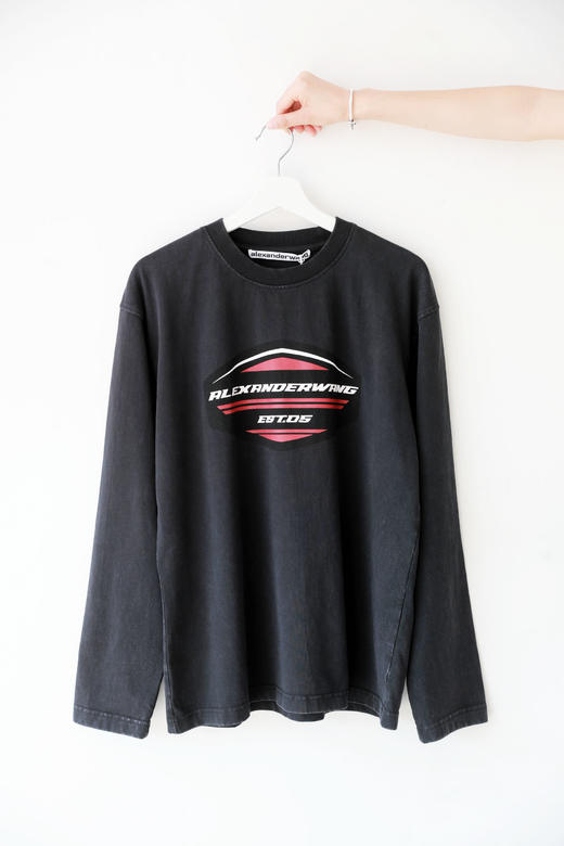 Oversize大魔王tee，胸口印花设计。纯棉锁边圆领长袖上衣E010868 商品图14