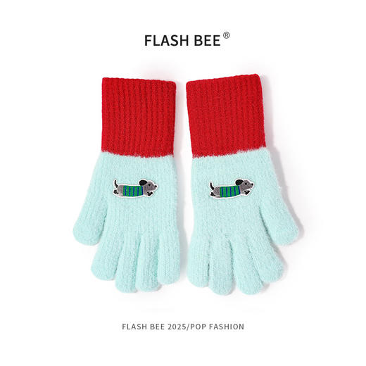新款【韩国 腊肠狗针织手套】 女学生触屏保暖手套 可爱加厚防寒分指毛线手套 商品图10