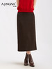 【直筒垂感】阿菁娜冬季新款通勤质感半身裙内加绒高腰直筒垂感面料简约显瘦基础款F30D213013 商品缩略图3