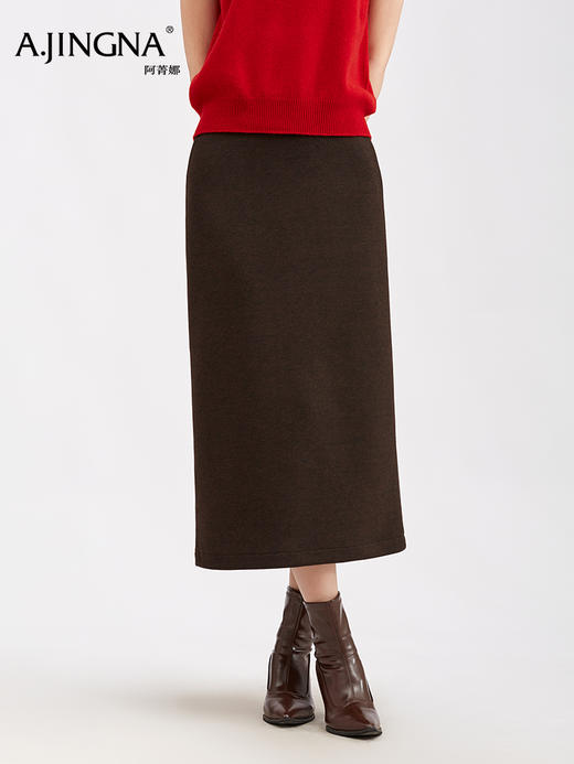 【直筒垂感】阿菁娜冬季新款通勤质感半身裙内加绒高腰直筒垂感面料简约显瘦基础款F30D213013 商品图3