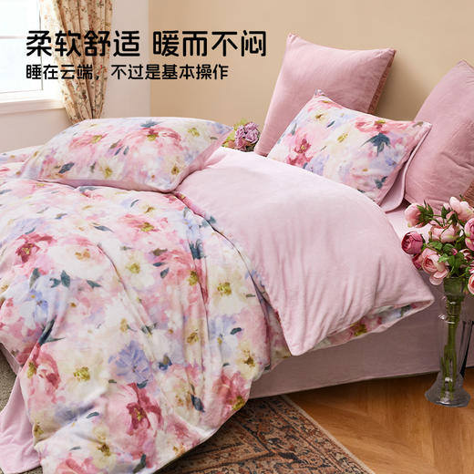 多喜爱 印花牛奶绒套件【不起球 不掉毛】【 A类高克重】【柔软舒适 抗静电】凝香 商品图4