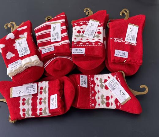 喜庆大红色羊绒棉袜83-82-90 商品图1