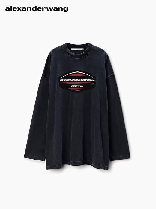 Oversize大魔王tee，胸口印花设计。纯棉锁边圆领长袖上衣E010868 商品图6