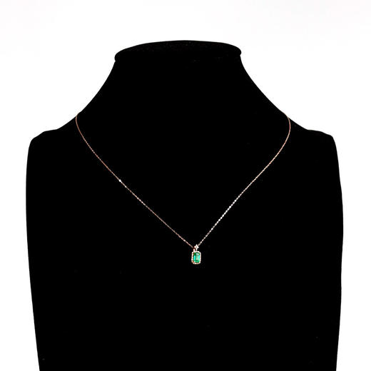 【天然正品】AU750黄金镶钻镶天然艳绿0.50克拉祖母绿吊坠项链 链长：45CM（长度可调节）231225HS69 商品图6