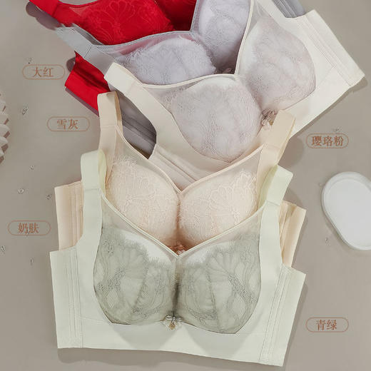 ZYQ-570  大胸调整内衣聚拢上托性感睫毛蕾丝收副乳舒适莫代尔透气薄款文胸（单件） 商品图2
